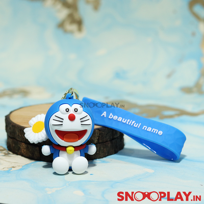 3D Doraemon Keychain with Lobster Clasp Hook and Band