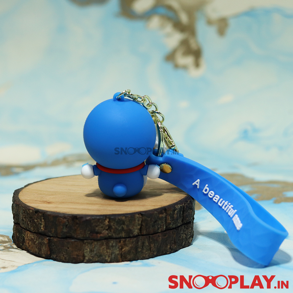 3D Doraemon Keychain with Lobster Clasp Hook and Band