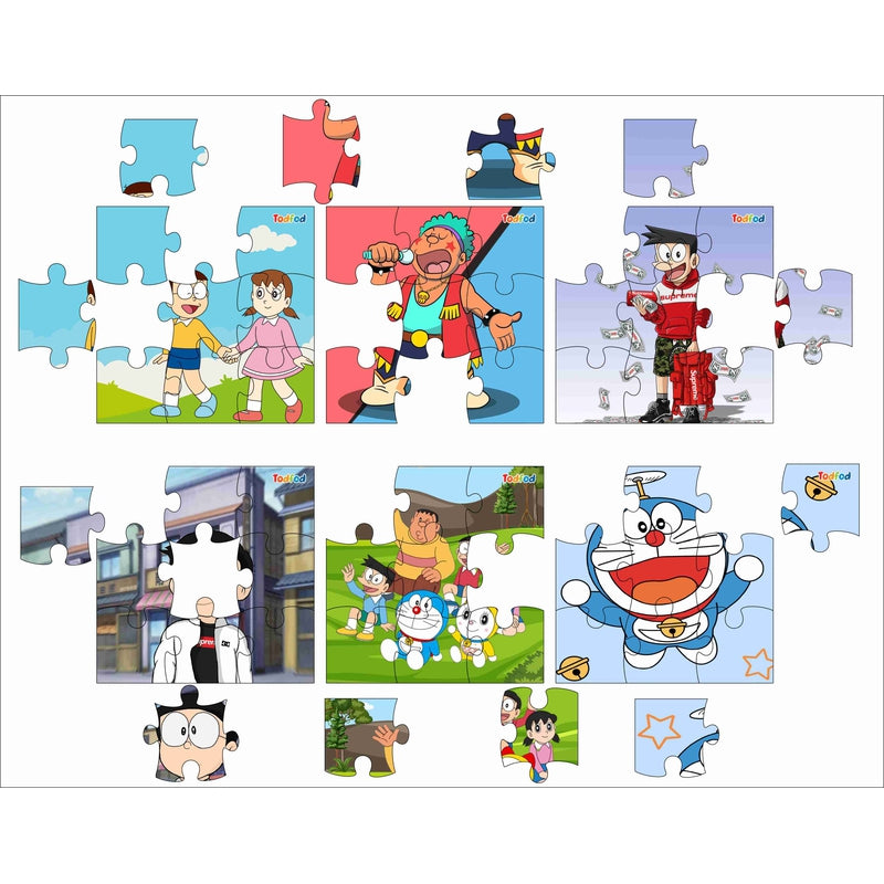 Wooden Jigsaw Puzzles Toy for Kids & Children, Doremon & Friends 54 Pieces 6 in 1 Jigsaw Puzzles, Anime Cartoon Character