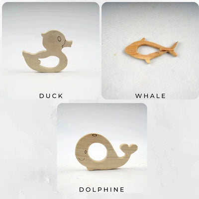 Neem Wood Teether - Duck + Dolphine + Whale