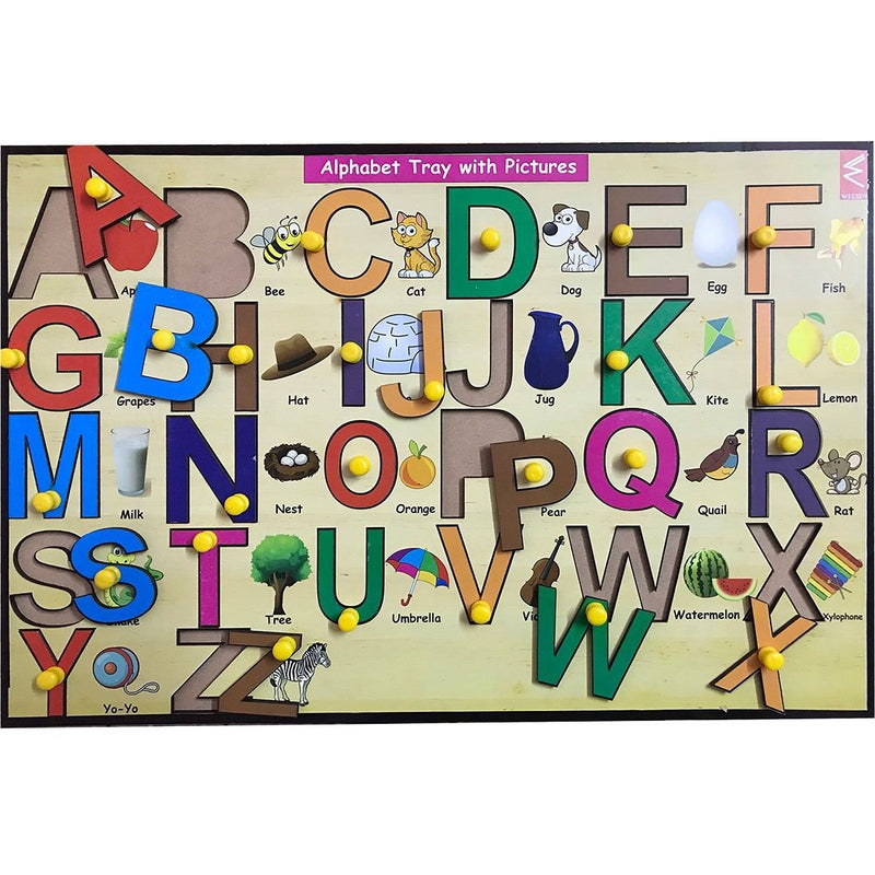 Wooden Capital Alphabet learning Educational Knob Tray