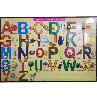 Wooden Capital Alphabet learning Educational Knob Tray