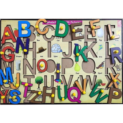 Wooden Capital Alphabet learning Educational Knob Tray