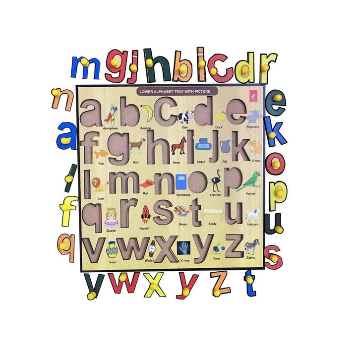 Wooden Small Alphabet learning Educational Knob Tray