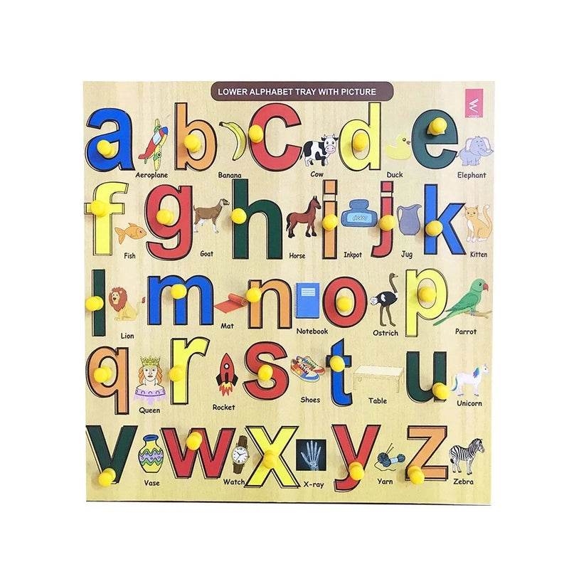 Wooden Small Alphabet learning Educational Knob Tray