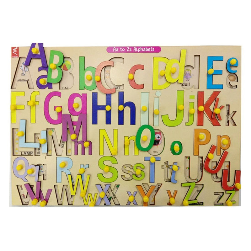 Wooden Capital and Small Alphabet learning Educational Knob Tray