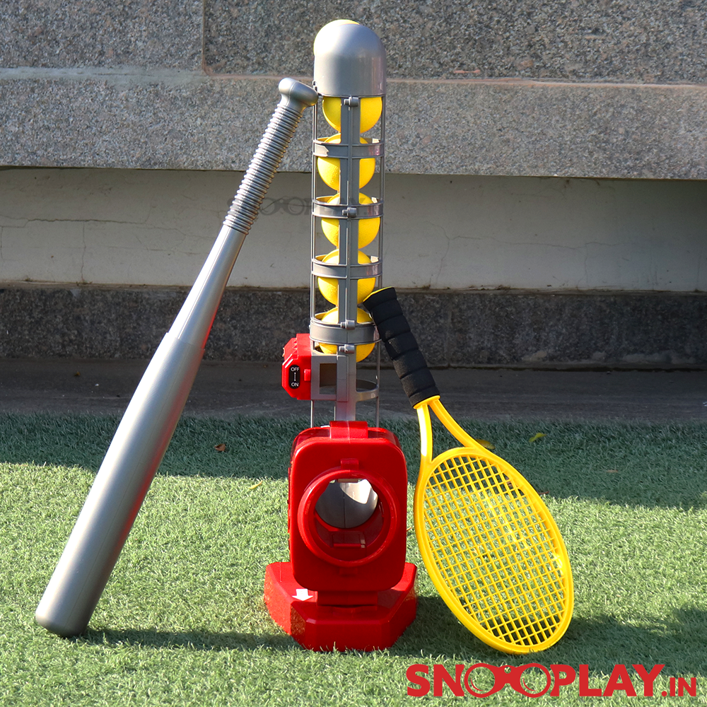 2 in 1 Electronic Pitcher Game (comes with Baseball bat & Tennis Racket)-For Kids Sports & Active Play