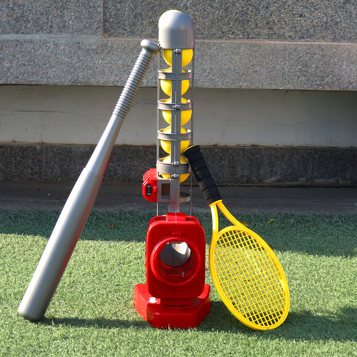 2 in 1 Electronic Pitcher Game (comes with Baseball bat & Tennis Racket)-For Kids Sports & Active Play