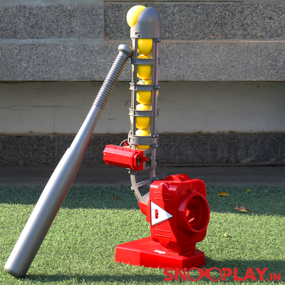 2 in 1 Electronic Pitcher Game (comes with Baseball bat & Tennis Racket)-For Kids Sports & Active Play