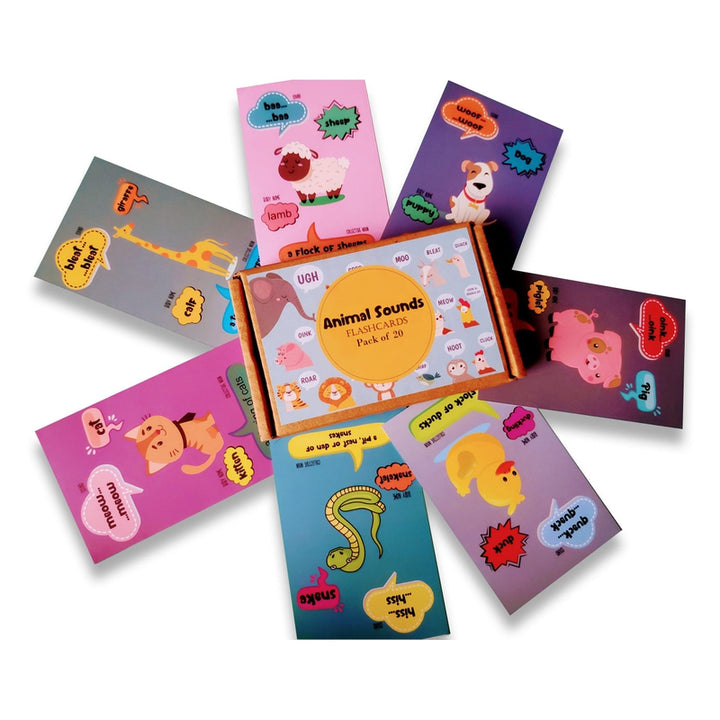 Animals Sounds Flashcards with Collective Noun and Baby Name