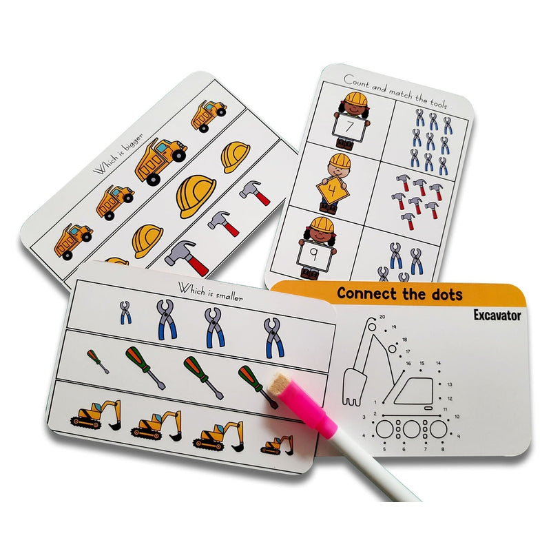 Construction Tools and Vehicles Flash Cards- Pack of 20