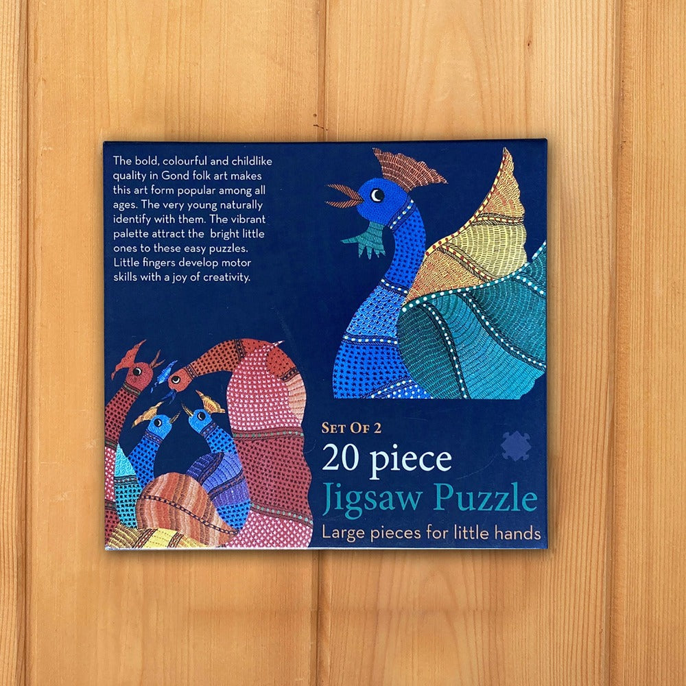 Jigsaw Puzzle 20 PC - Gond, Rooster, and Hens