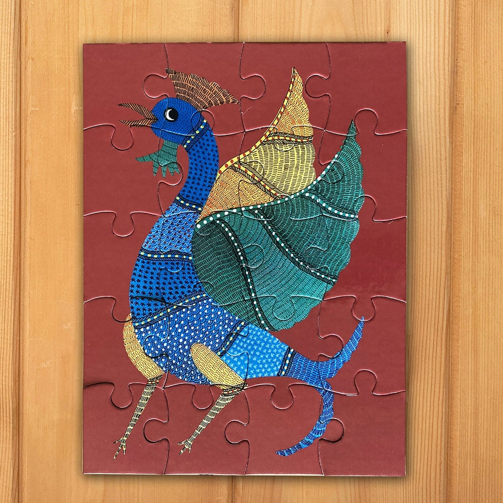 Jigsaw Puzzle 20 PC - Gond, Rooster, and Hens