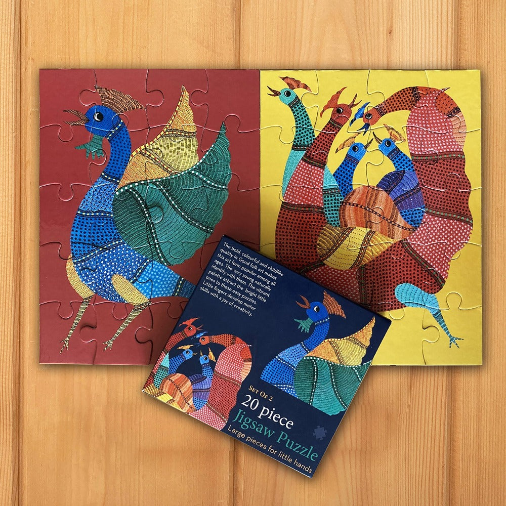 Jigsaw Puzzle 20 PC - Gond, Rooster, and Hens