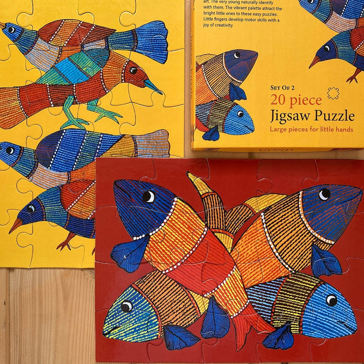 Jigsaw Puzzle 20 PC - Gond  Bird and Fish