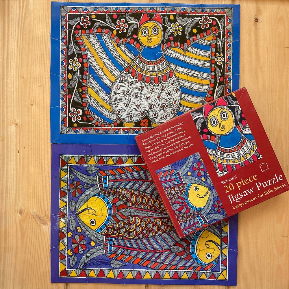 Jigsaw Puzzle 20 PC - Madhubani Owl and Fish