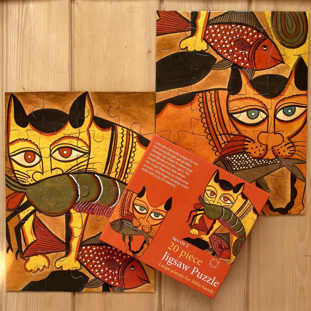 Jigsaw Puzzle 20 PC - Kalighat Pat cats