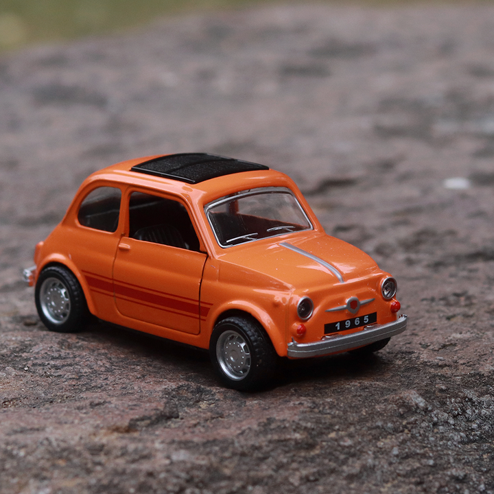 Classic Italian Diecast Car Scale Model resembling Fiat 500- Assorted Colors