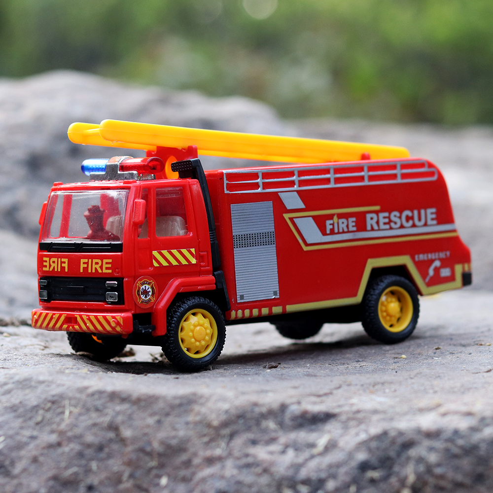 The pull back fire brigade toy truck for kids to instill knowledge about fire safety and fire truck.