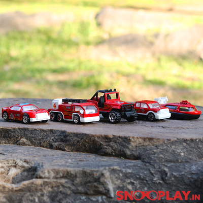 5 in 1 Fire Department Toy Cars Playset for Kids (Metal and Plastic)