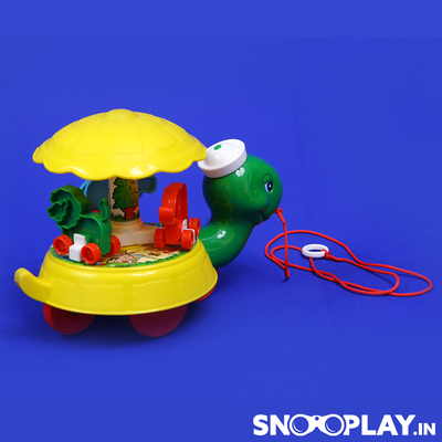 Buy pull along turtle toy with spinning top for kids - Snooplay.in
