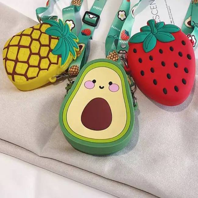 Fruity Silicone Sling Pouch Bag with Detachable Strap