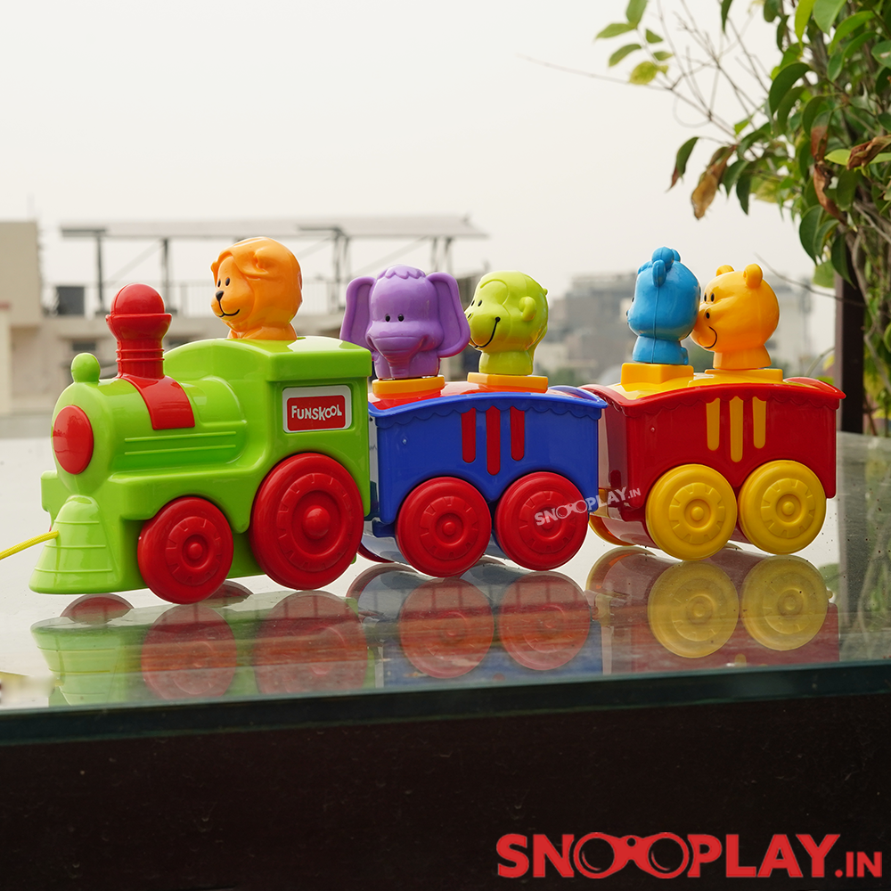 Pull Along Toy Train Set for Kids (With Cute Animal Toy Figures)