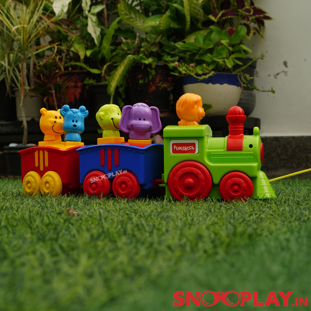 Pull Along Toy Train Set for Kids (With Cute Animal Toy Figures)