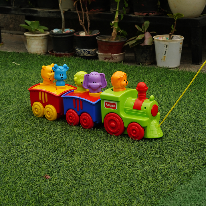 Pull Along Toy Train Set for Kids (With Cute Animal Toy Figures)