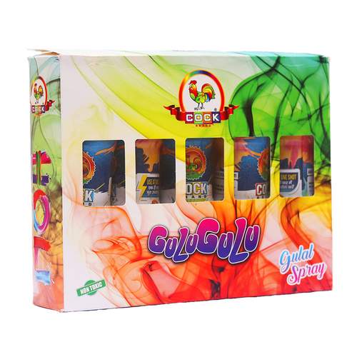 Single Shot Gulaal Shooter Cylinder Pack - Gulugulu (Total 5 Pieces) | Assorted Colors & Prints