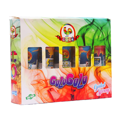 Holi Gulaal Spray (Set of 5 Sprays)  - One Shot Gulaal Shooter Cylinder Non Toxic in Assorted Colours