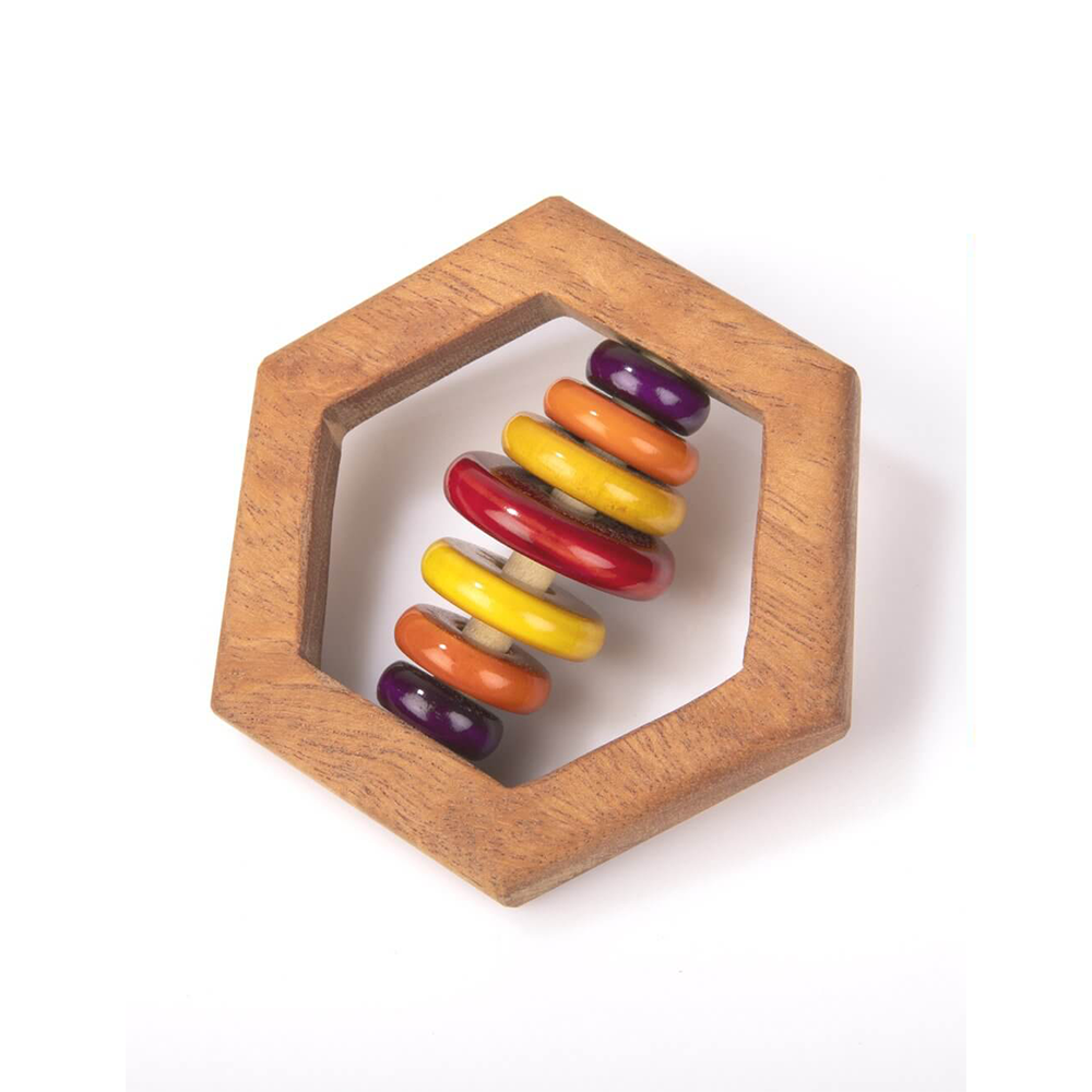 Hexagon shaped Wooden Rattle