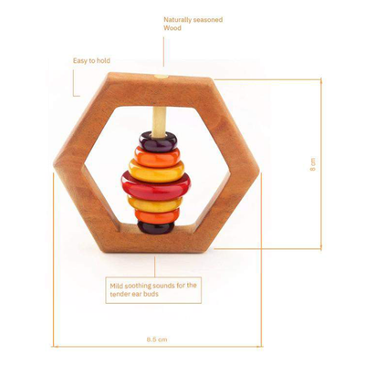 Hexagon shaped Wooden Rattle