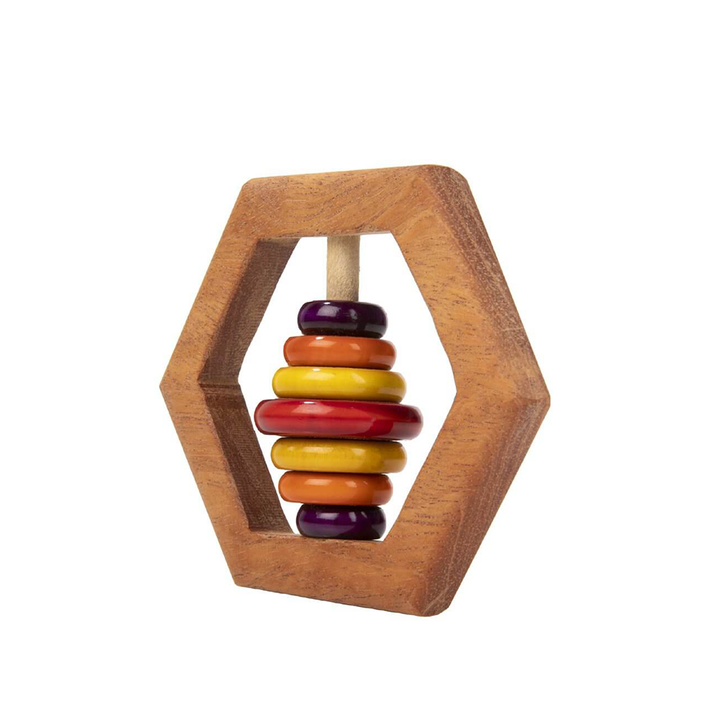 Hexagon shaped Wooden Rattle