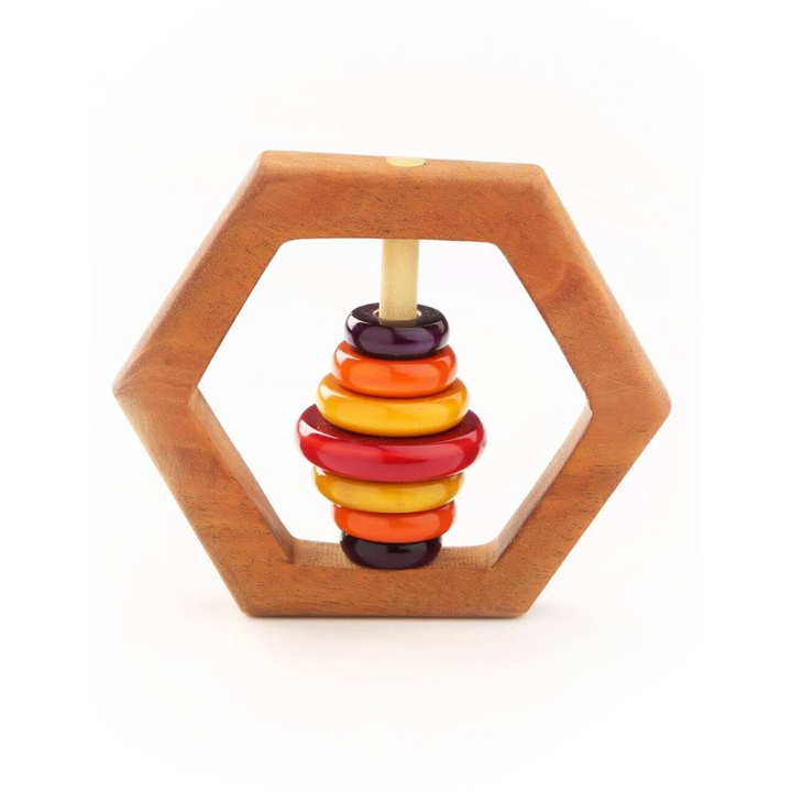 Hexagon shaped Wooden Rattle