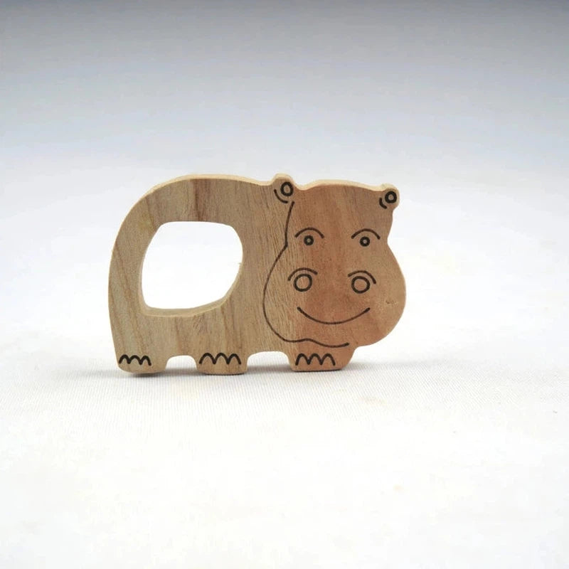 Neem Wood Teether - Hippo + Giraffe + Panda