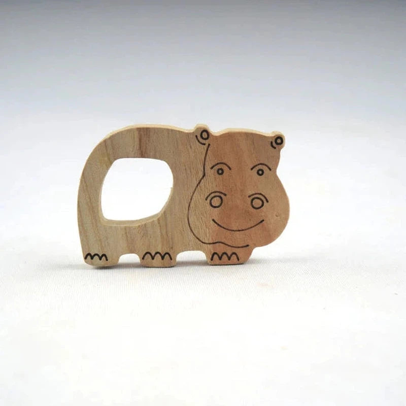 Neem Wood Teether - Elephant Face + Hippo