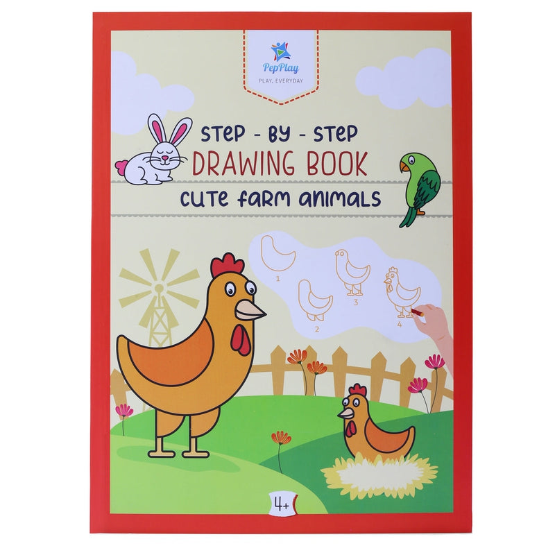 Step by Step Drawing Book - Cute Farm Animals Theme