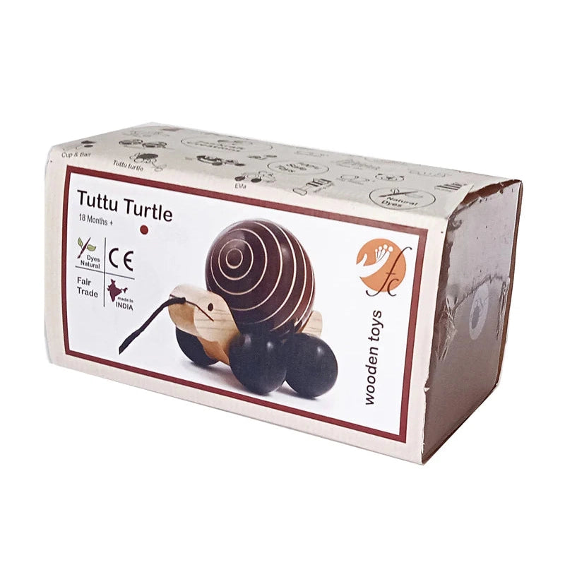 Tuttu Turtle - Brown Wooden Pull Toy