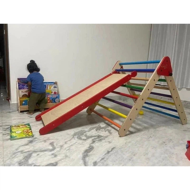 Pikler Triangle Montessori Climbing Toy with Slider (1-8 Years)