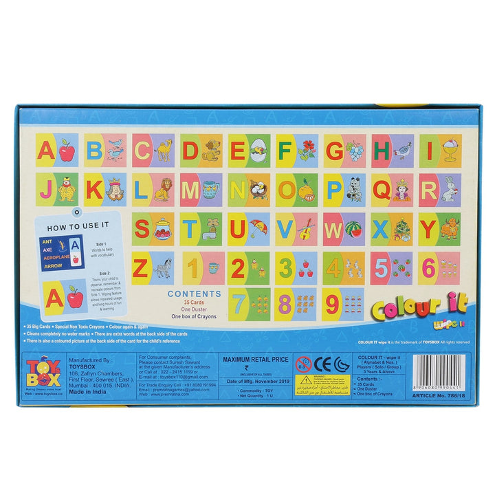 Colour It - Wipe It | Alphabets & Numbers (3-6 Years)