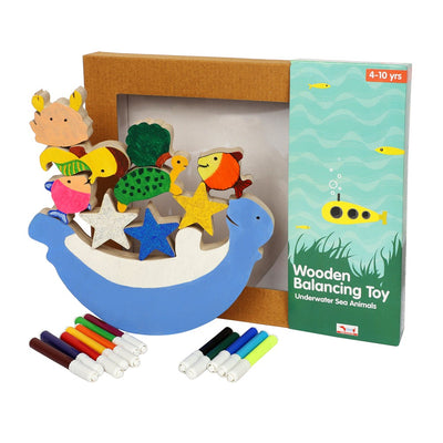 2 in 1 Underwater Animals themed Wooden Balancing Figures(comes with sketch pens)