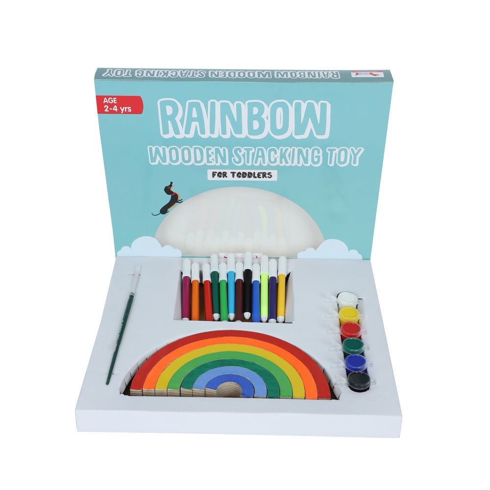 Rainbow Stacker Colouring Wooden Toy Kit