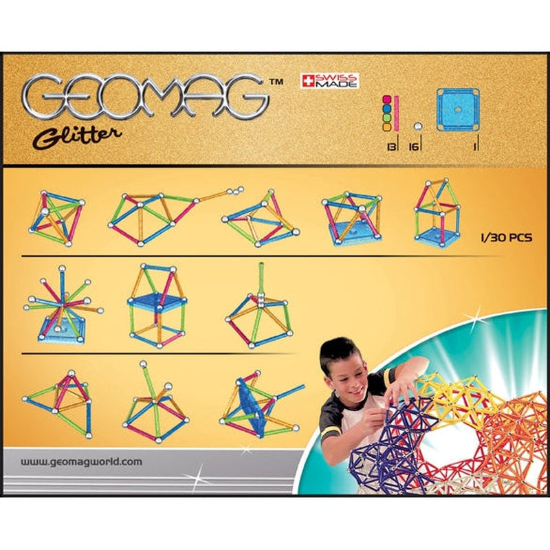 Magnetic Panel Glitter Construction Toys  (30 Pieces)