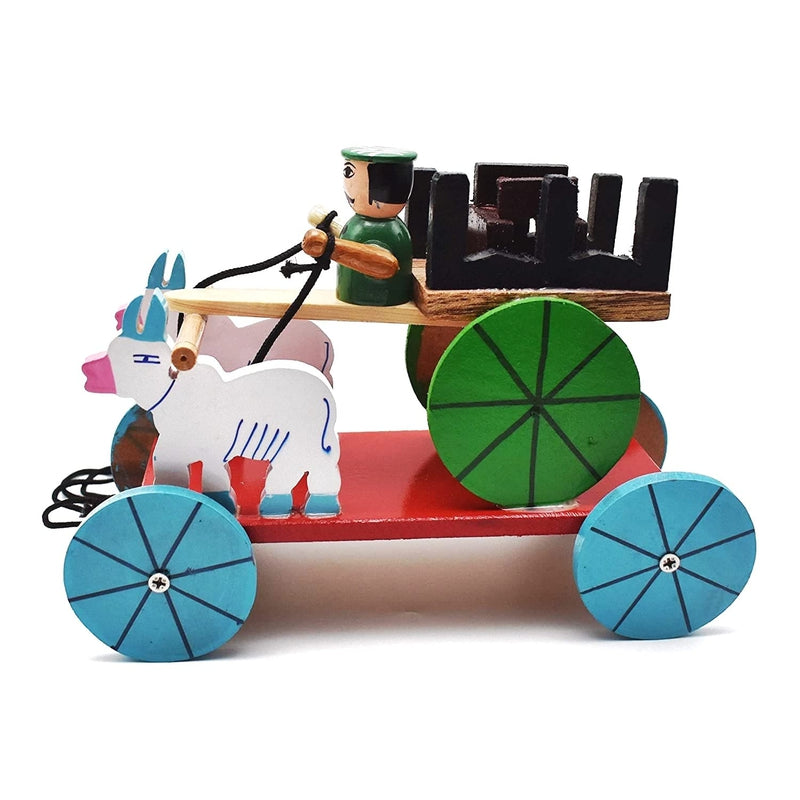 Walk-A-Long Pull Along Toy Wooden - Bullock Cart