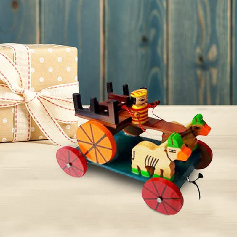 Walk-A-Long Pull Along Toy Wooden - Bullock Cart