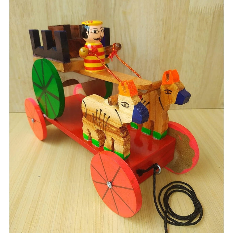 Walk-A-Long Pull Along Toy Wooden - Bullock Cart