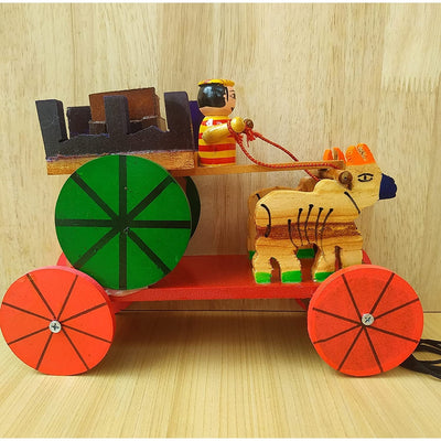 Walk-A-Long Pull Along Toy Wooden - Bullock Cart