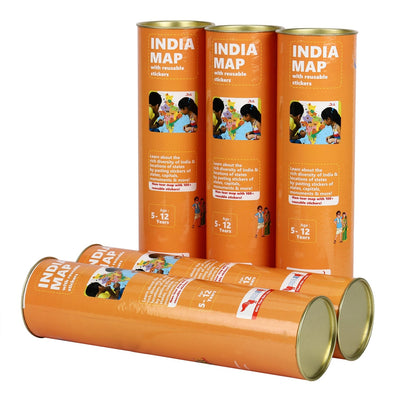 Indian Map with Reusable Stickers- Set of 5