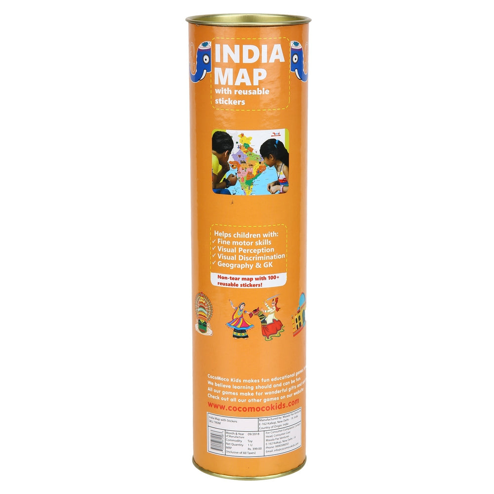Indian Map with Reusable Stickers- Educational Game